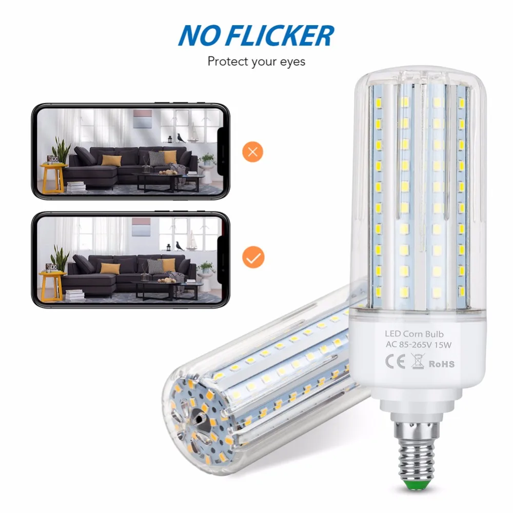 

4PCS LED Light Bulb E14 Candle Light E27 LED Corn Lamp 220V Ampoule 5W 10W 15W 20W LED Bulb No Flicker 2835 SMD Home Lamp 110V