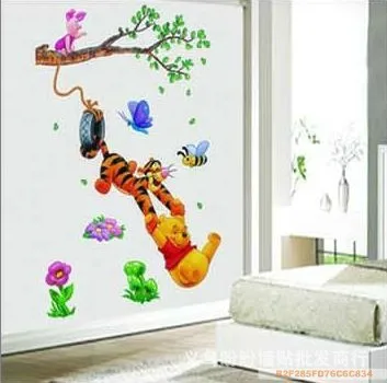 Pooh tree Animal Cartoon Vinyl Wall stickers for kids rooms Home decor DIY Child Wallpaper Art Decals 3D Design House Decoration