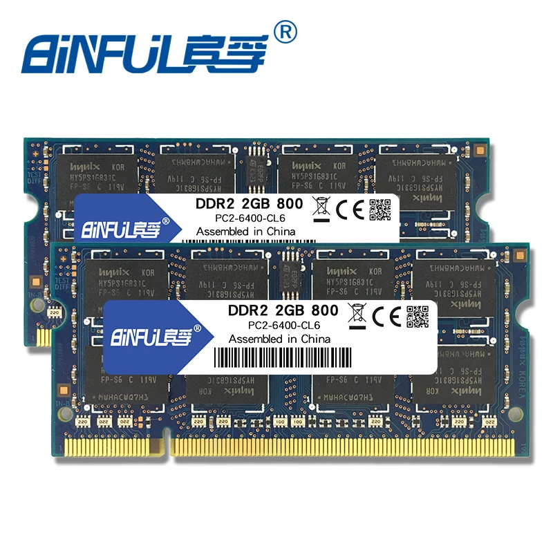 Binful DDR2 4 Гб(2x2 Гб) 667 МГц PC2-5300 800 МГц PC2-6400 Двухканальный для лэптоп ноутбук память memoria Ram