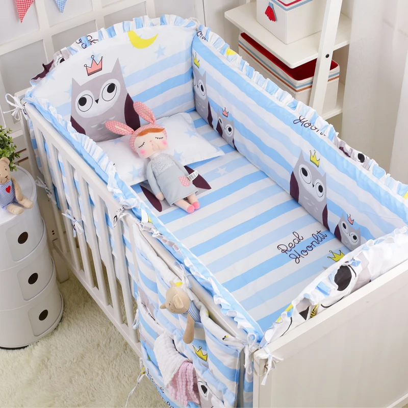 US $100.64 9 Pcs Hot Multi Colors Cotton Baby Bedding Linens Toddler Crib Bedding Set Including Baby Cot Bumpers Sheet Pillow Quilt