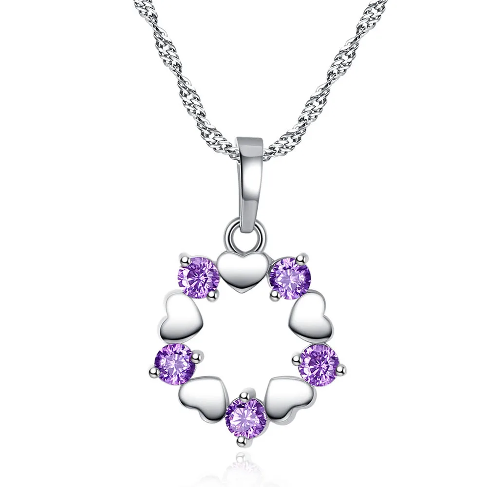 

Necklaces Five Hearts Link to Heart Silver Chain Pendants Necklace Crystal 5 Five Hearts Fashion Jewelry Friend Best Gifts