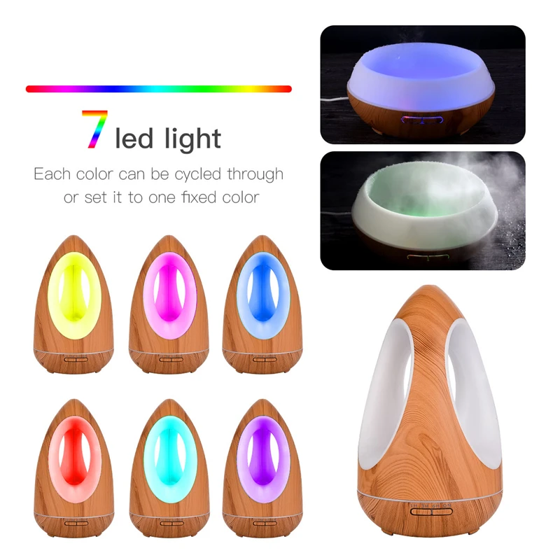 

500ML Ultrasonic Air Humidifier Aroma Essential Oil Diffuser For Home Car USB Mist Maker With 7 Color LED Night umidificador
