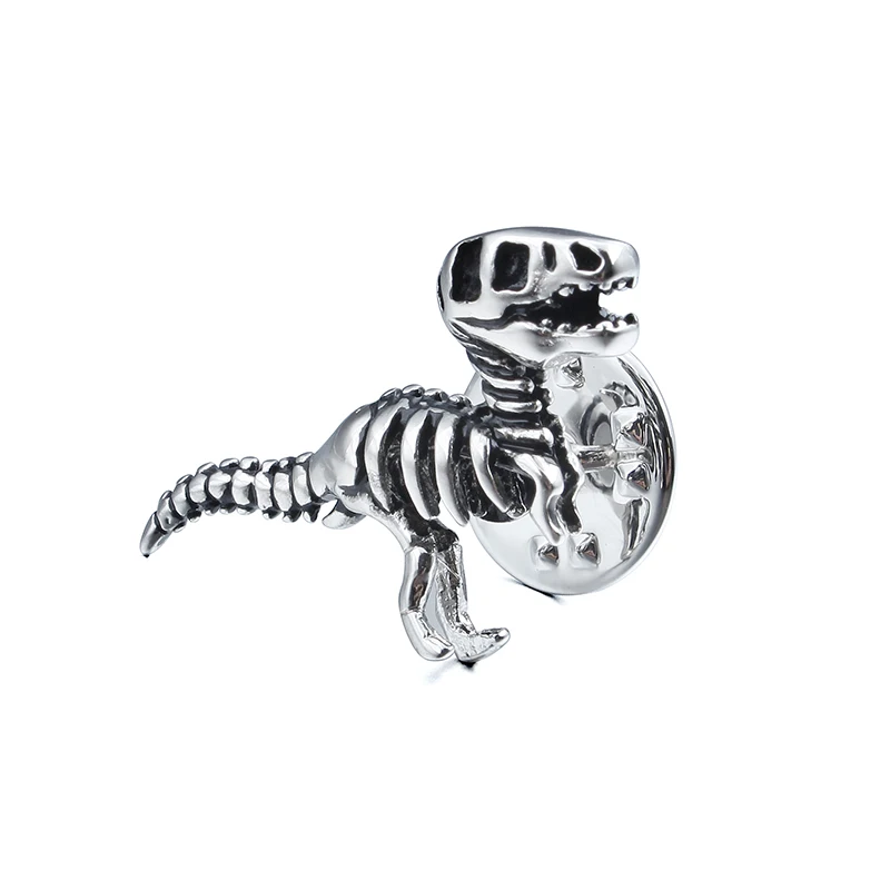 

3D Dinosaur Pattern Brooches Pin Personalized Safe Locking Clutch Back Bone Lapel Brooch Pin Unisex Jewelry