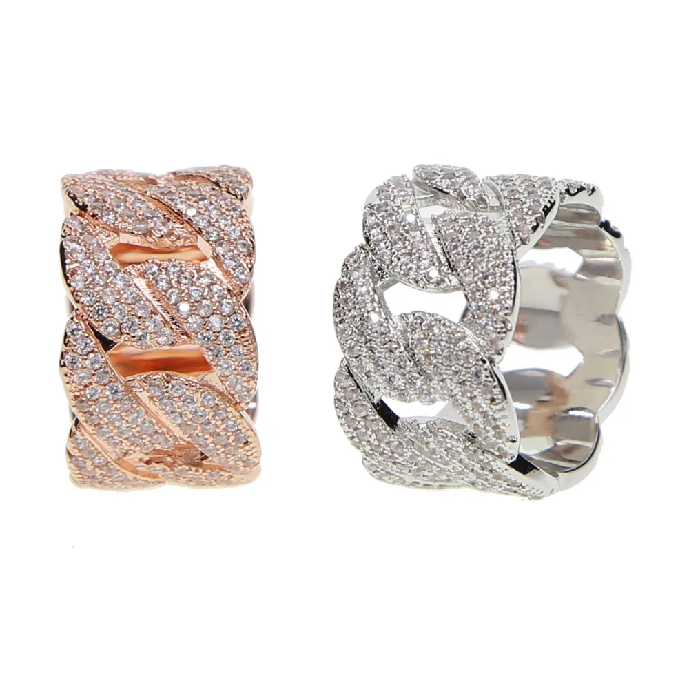 

Iced Mens Hip Hop Zircon Ring Gold Silver Color Hip hop Style Copper Bling AAA CZ Cuban Rings men Fashion Punk elegant Jewelry