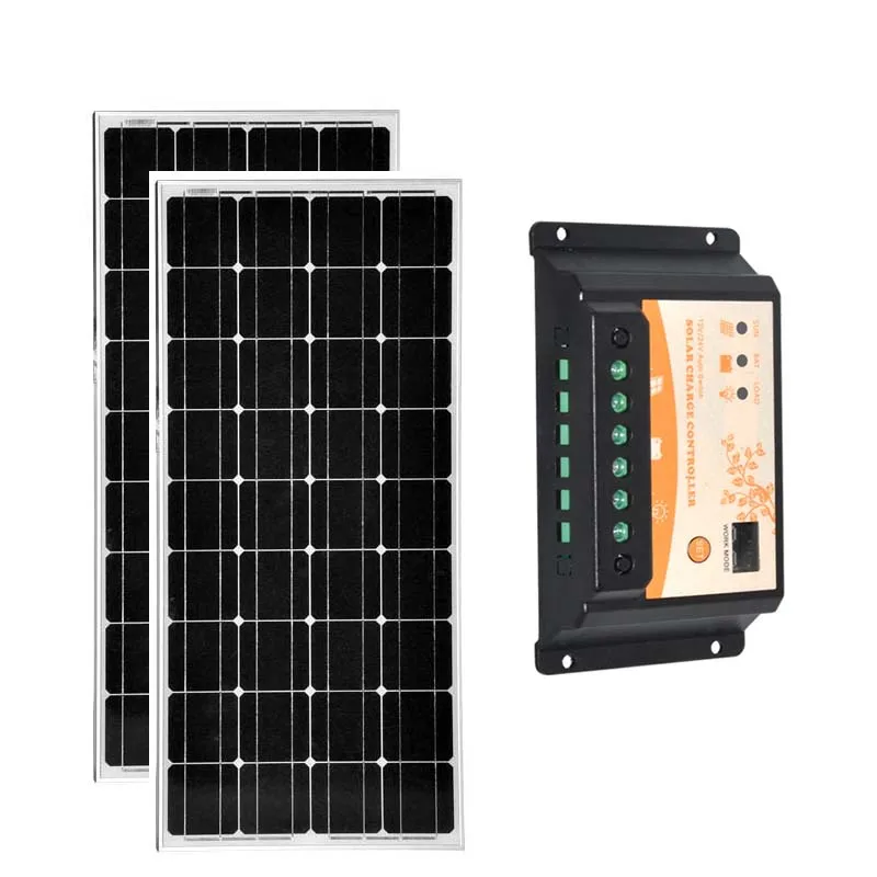 Placas Solares 200w 24v Placa Solar Fotovoltaica 12v 100w 2 Pcs Charger Battery Controller 12v/24v 20A Caravan Car | Электроника