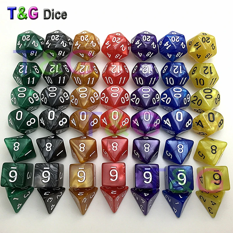 New Arrival 7pcs/Set Acrylic Polyhedral TRPG Games For DnD Marble effect D4 D20 Multi Sides Digital Dice Set|dice set|digital dicemulti sided dice |