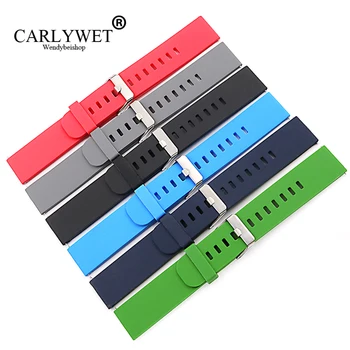 

CARLYWET Brand 18 20 22mm Waterproof Silicone Rubber Wrist Watch Band Belt Strap For Samsung Galaxy Gear&MOTO 360 2nd&Ticwatch 2