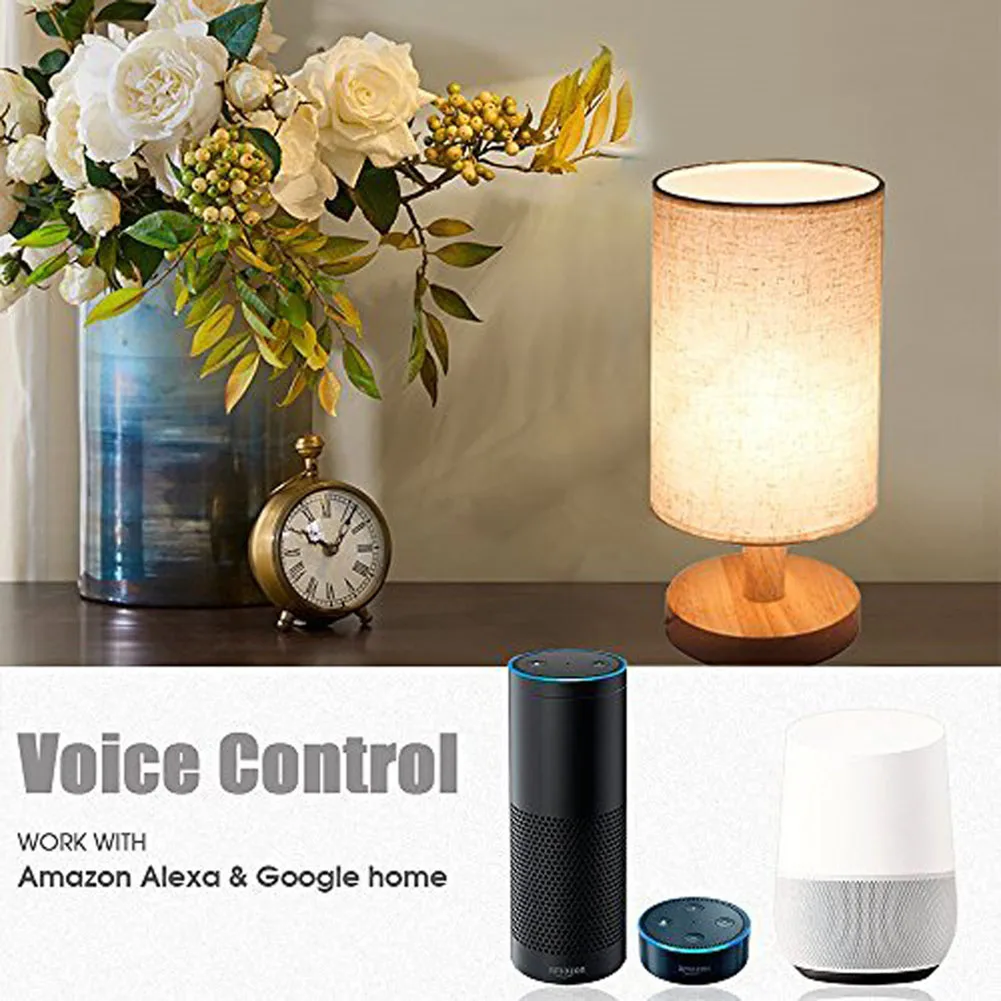 

LED Desk Light Wooden Wireless Wifi Remote Control Smart Lamp for Bedroom Study Room Dorm JDH99