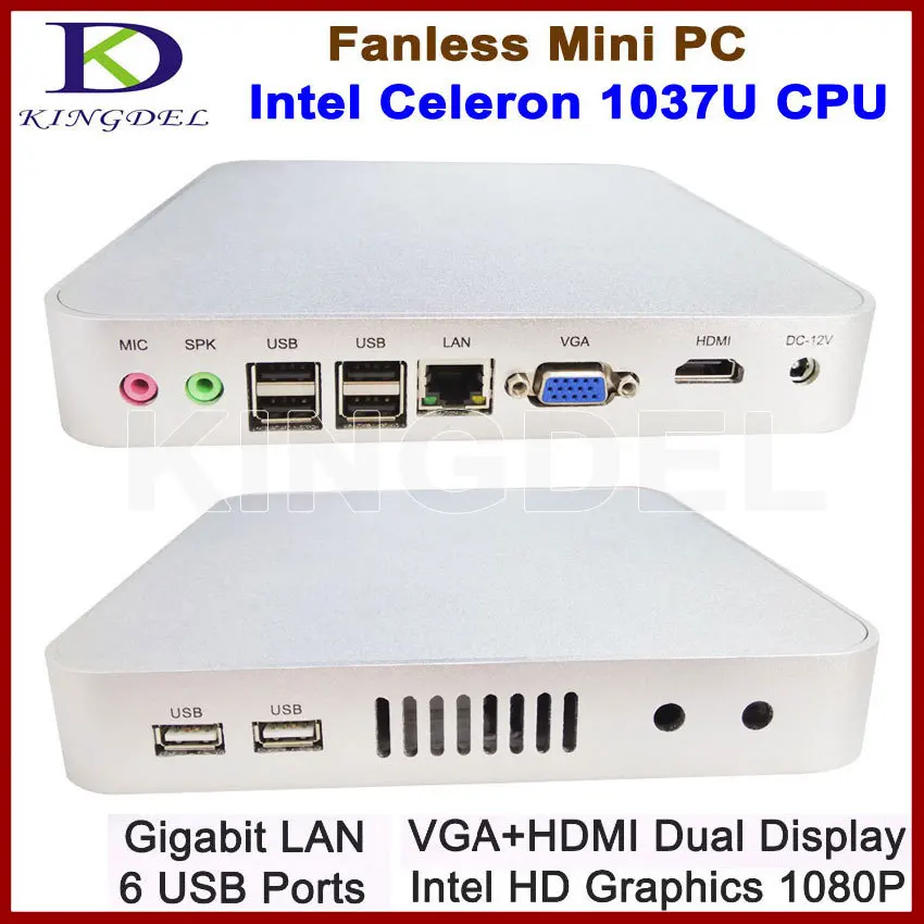 Kingdel широко используется тонкий клиент ПК, мини-компьютер, Intel Celeron 1037u, 4 ГБ Оперативная память 1 ТБ HDD, Wi-Fi, 1080 P HDMI, безвентиляторный