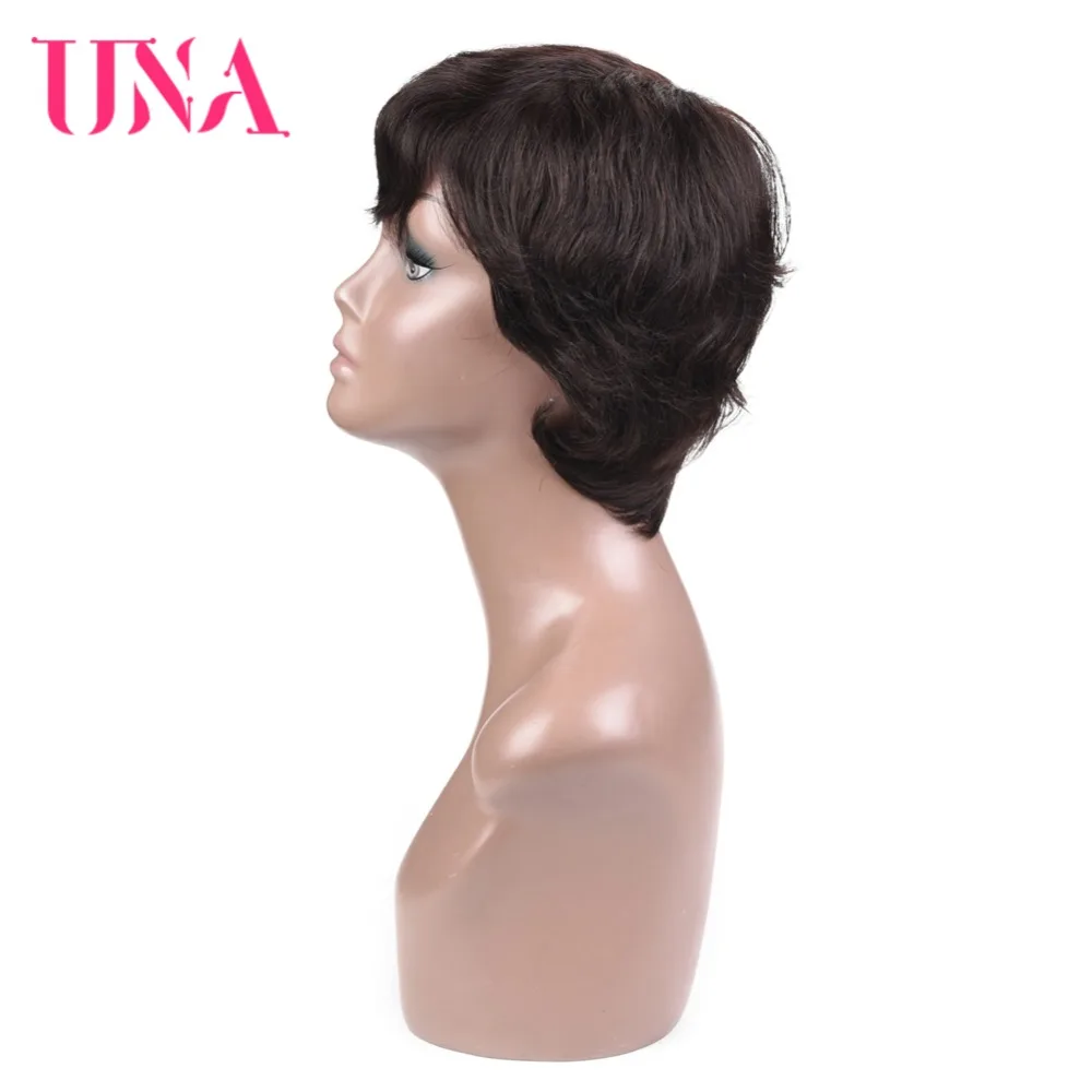  UNA Short Straight Wigs Indian Straight Hair Wigs Non Remy Indian Hair Wigs 120% Density Short Huma