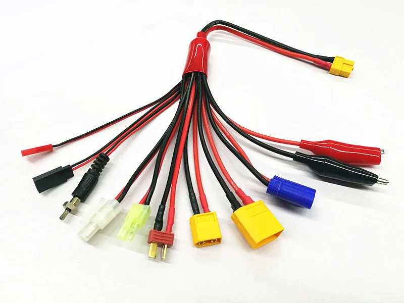 

1PCS B6 Multifunctional Charger Adapter Cable 10in1 TRX JST FUTABA XT90 XT60 EC5 TAMIYA Convert Plug for RC Helicopter Battery