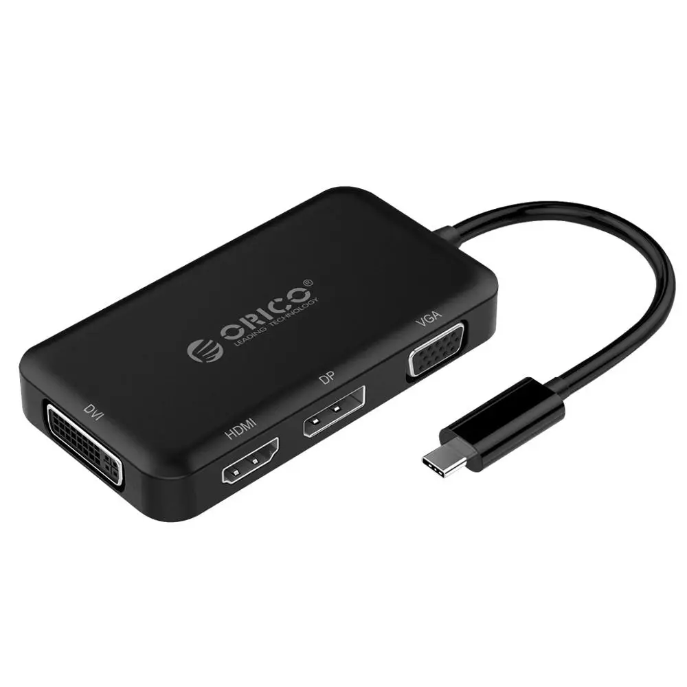 ORICO usb-хаб type C к HDMI VGA DP DVI адаптер для MacBook samsung Galaxy S9 huawei mate 20 P20 Pro USB 3,1 концентратор - Цвет: Black