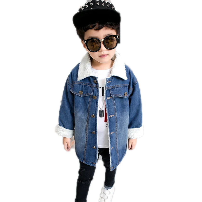 

baby boy winter coat 2018 winter kids winter jackets thicken warm lambswool toddler boy cotton coat children jeans outwear 2-7T