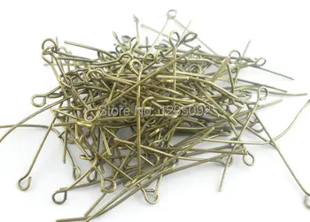 

100Pcs Eye Pins Bronze Tone Alloy Jewelry Findings Charms 50x0.7mm