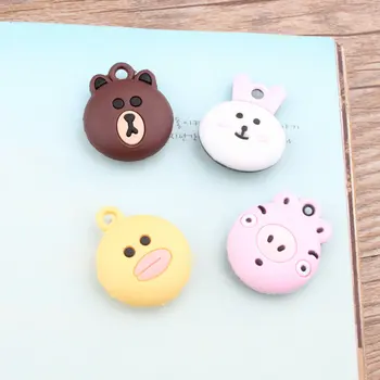 

New Style 50opcs/lot Animals Rubber Cartoon 3D Bears/Rabbits/pigs/duck Heads Shape Metal Charms Diy Jewelry Pendant Accessory