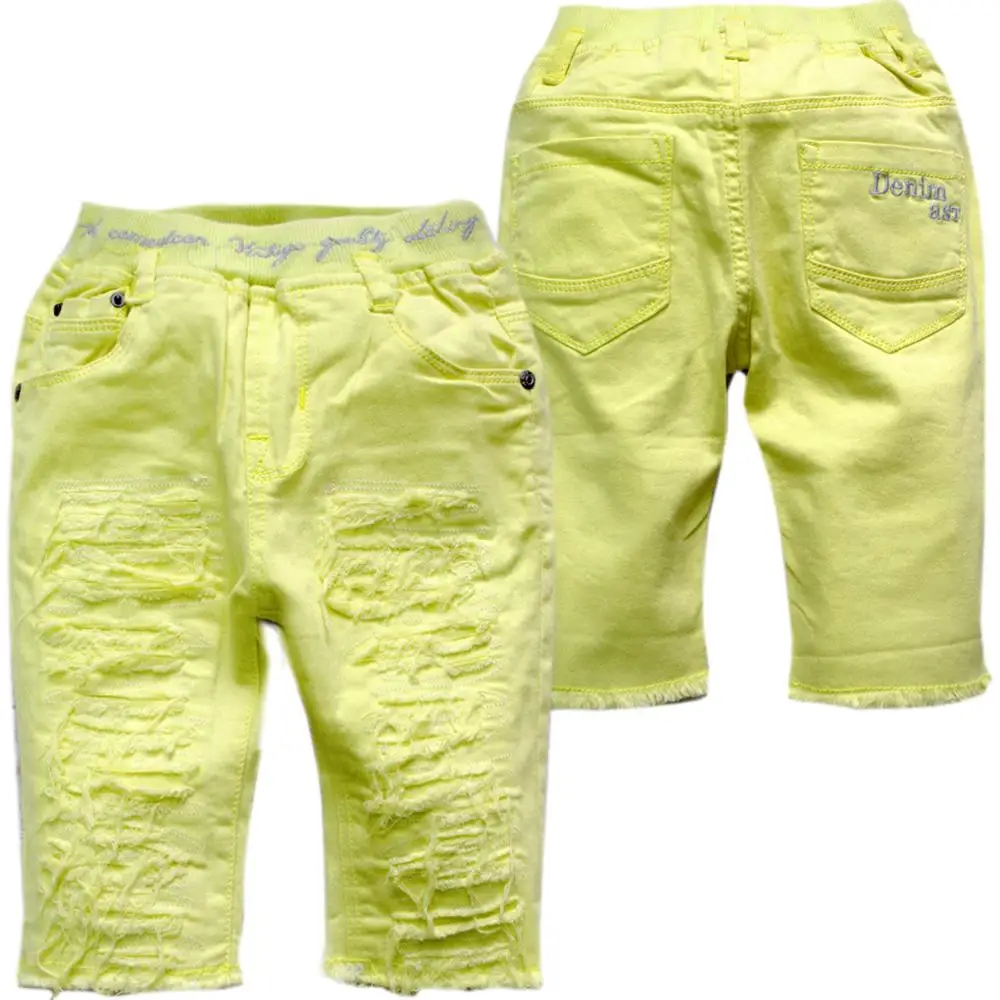 

3589 soft summer casual pants boys's girls's capris 50% cents trousers green boy girl knee-length