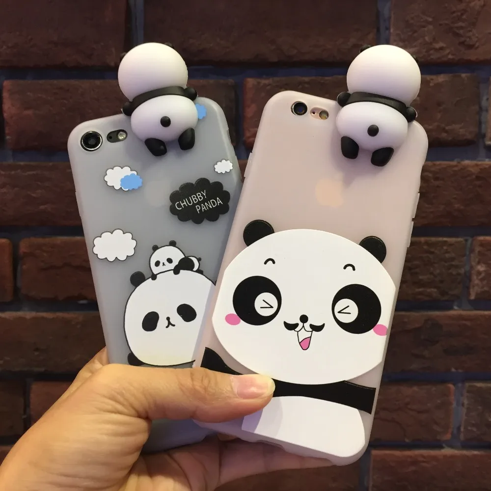 For iPhone 6 6S 7 8 plus Kawaii 3D Cartoon Panda tranparent soft tpu phone Case new hot Rubber case |
