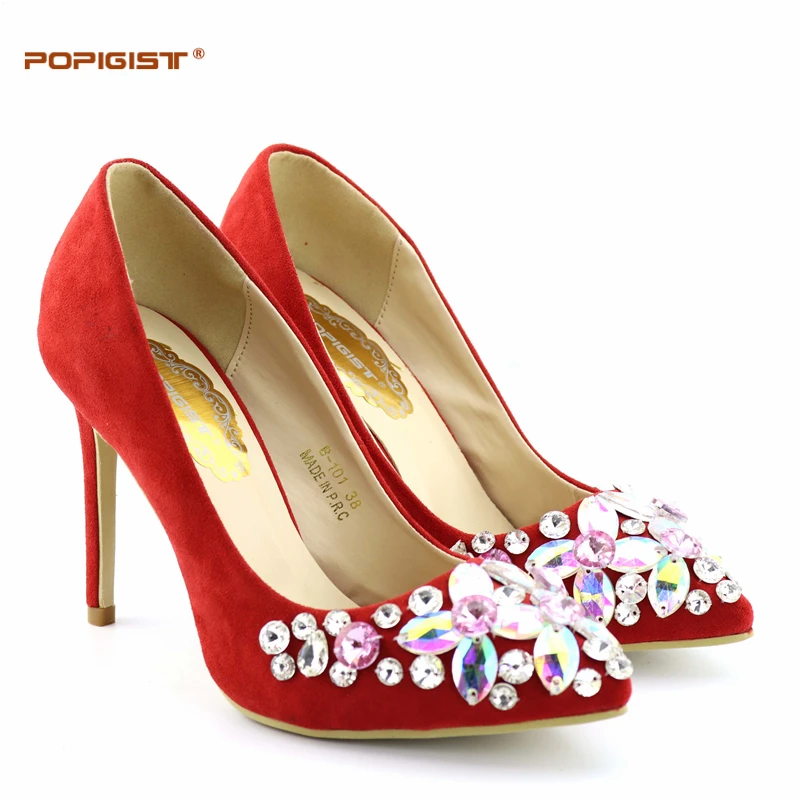 Italian Shoes Without bag Pumps High Heels Women Red