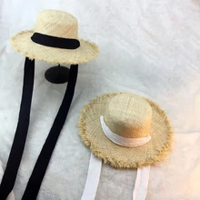 Summer Women Beach Raffia Black White Ribbon Hat Bow Raffia Hat Temperament Flat Cap Straw Hats Women's Seaside Hat Summer Women Beach Raffia Black White Ribbon Hat Bow Raffia Hat Temperament Flat Cap Straw Hats Women's Seaside Hat