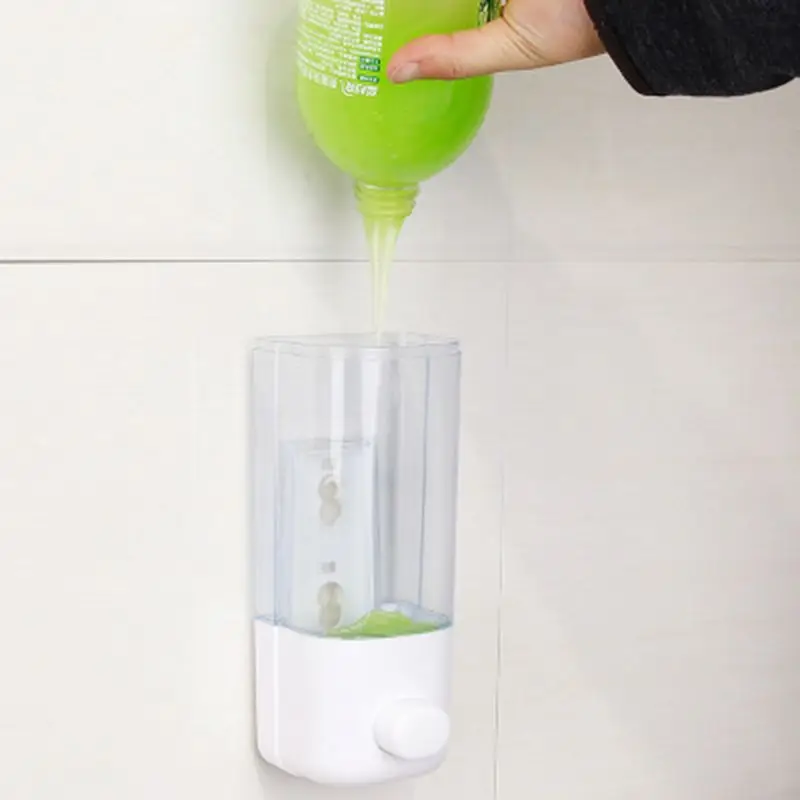 

500ml Bathroom Dispenser Wall Mounted Self-Adhesive Shampoo Container Hand Press Liquid Lotion Single Slot Storage Wholesale