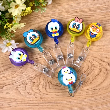 

1pcs Cute cartoon duck Retractable Badge Reel Student Nurse Exihibiton ID Name Card Badge Holder Office girl