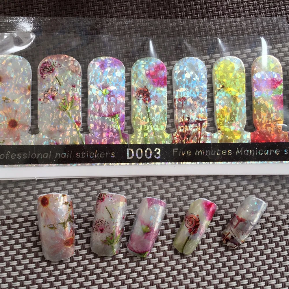 

YZWLE 1 Sheet DIY Five Minutes Manicure Speed Laser Design Sticky Nail Stickers For Christmas (YZW-D003)