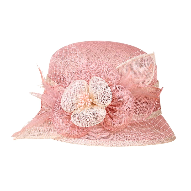 FS Sinamay, женские шляпы, розовые, с цветами, с широкими полями, в стиле Дерби, для свадьбы, летние, церковные, вечерние, женские, Chapeu Feminino
