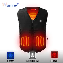 Жилет с подогревом для кемпинга, женский и мужской жилет, зимний теплый толстый жилет, 3 уровня питания, зарядка, размер s-xxxl, черный