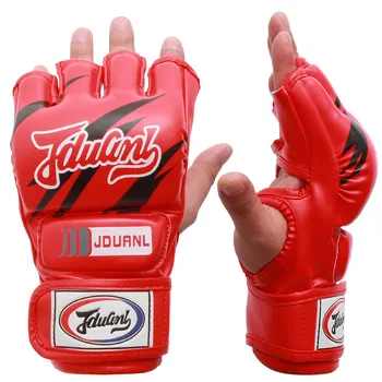 

JDUanL Open Fingers Fingers Kids Adult MMA Boxing Muay Thai Gloves Sparring Martial Arts Grappling Training Gear Mitts DDO
