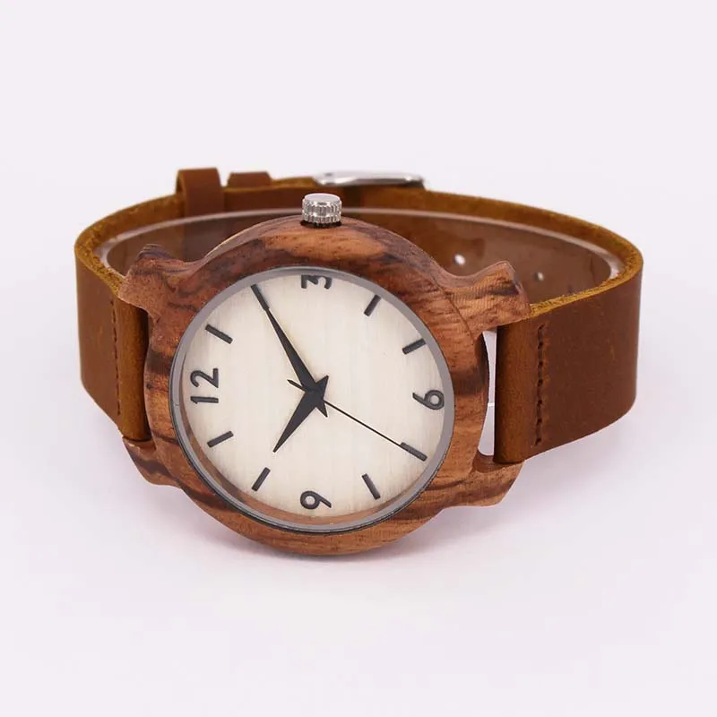 zebra white digital wood leather men watches (4)