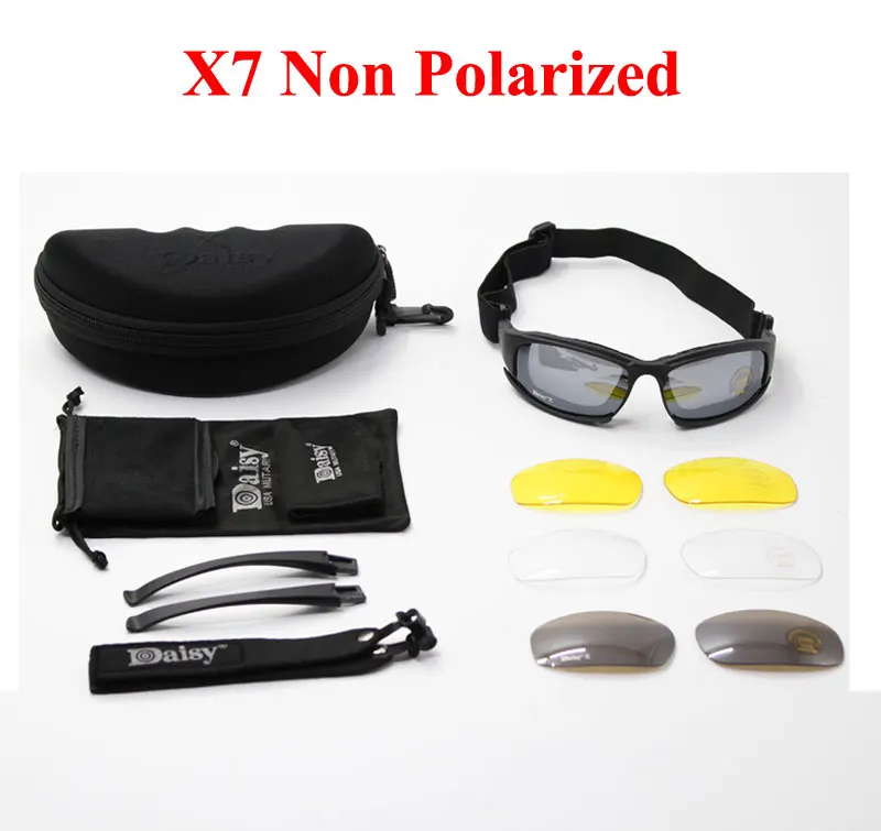 ミリタリーゴーグルセット デイジーx7ミリタリーゴーグル弾丸-陸軍C6偏光サングラス4レンズ