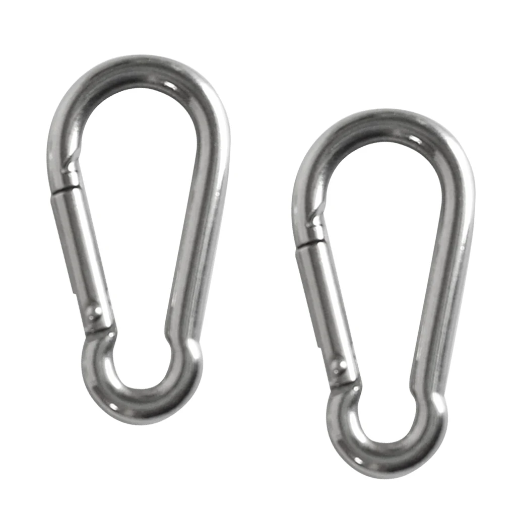 2 Pieces Stainless Steel Carabiner Clip Snap Spring Fast Hook Buckle M5/4x50/40mm for Camping Hiking Boating Kayaking Accessory