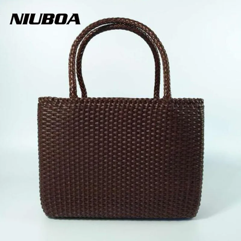 Niuboa Genuine Leather Bag Women Euro Retro Trend Manual Woven Niuboa Genuine Leather Bag Women Euro Retro Trend Manual Woven Handbags Las Casual Cowhide Messenger Bags Coffee Shoulder In Top Handle From