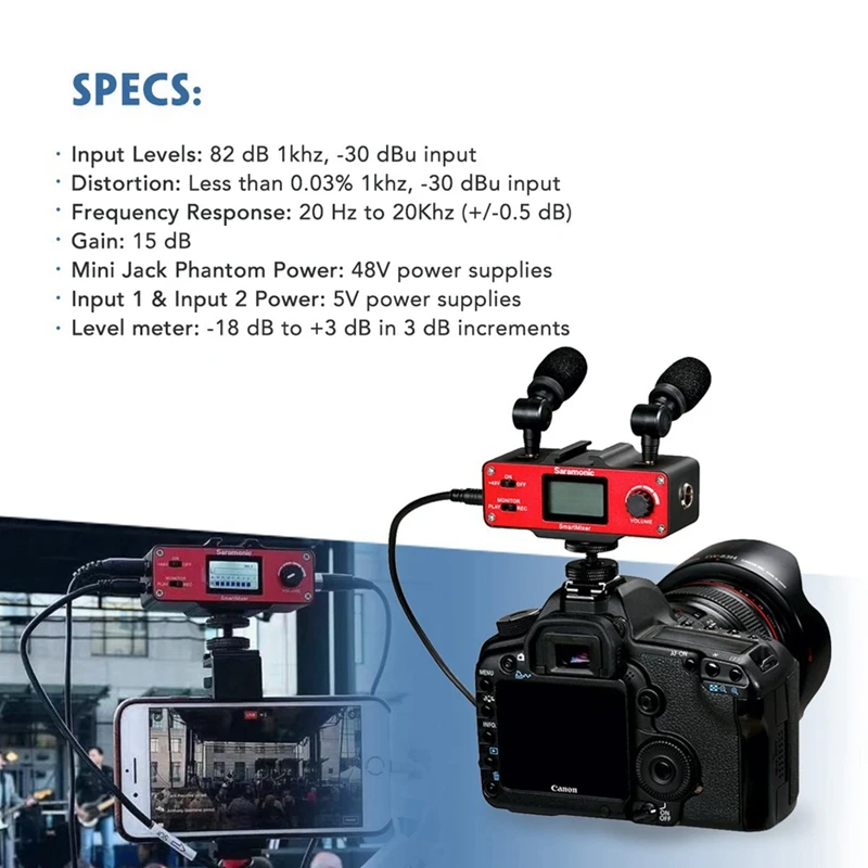  Saramonic Smartmixer Video Film Microphone Handheld Recorder Photography System for Smartphone Mobi