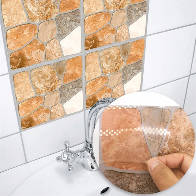 Yanqiao Yellow Stone Effect Tiles Sticker Easy To Clean Living Yanqiao Yellow Stone Effect Tiles Sticker Easy To Clean Living Room Bedroom Kitchen Bathroom Home
