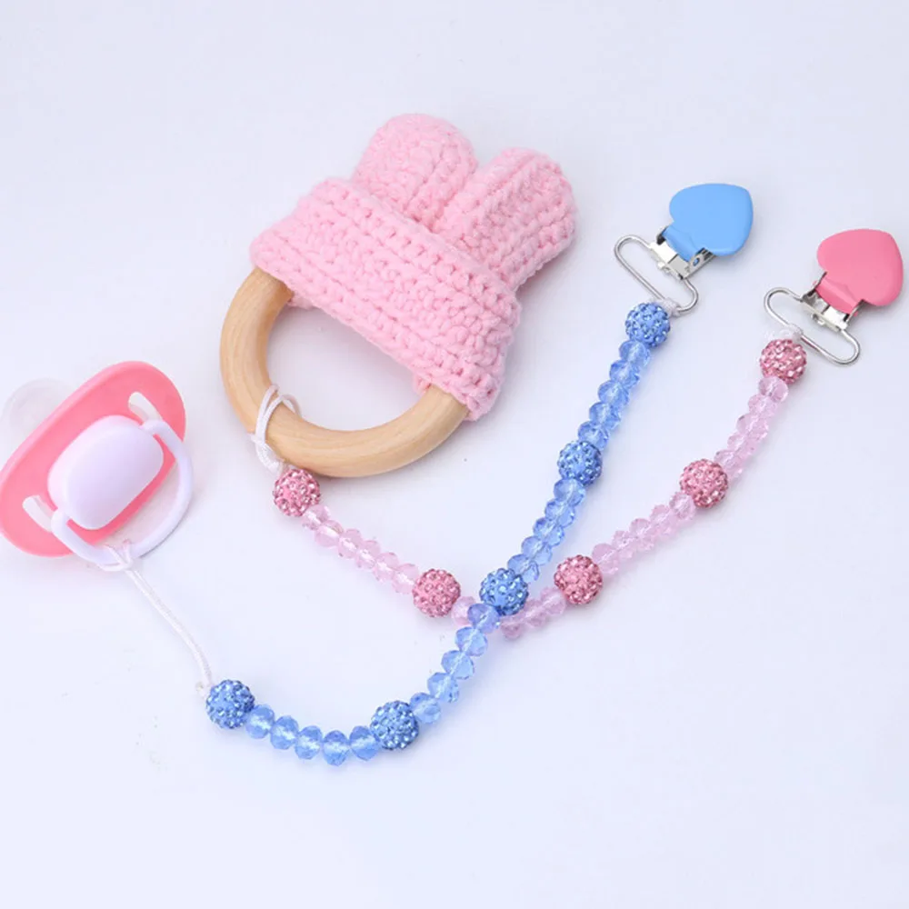 

1 PC Crystal Baby Pacifier Clips Soother Chain Holder Anti Folder Pacifier Clip Dummy Nipple Holder Baby Pram Hook Hanging Strap