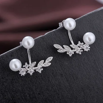 

11.11 Sale Korea Women Stud Earring 925 Sterling Silver 5A Grade Cubic Zircon Pearl Ear Brincos Wedding Party Accessories Gift