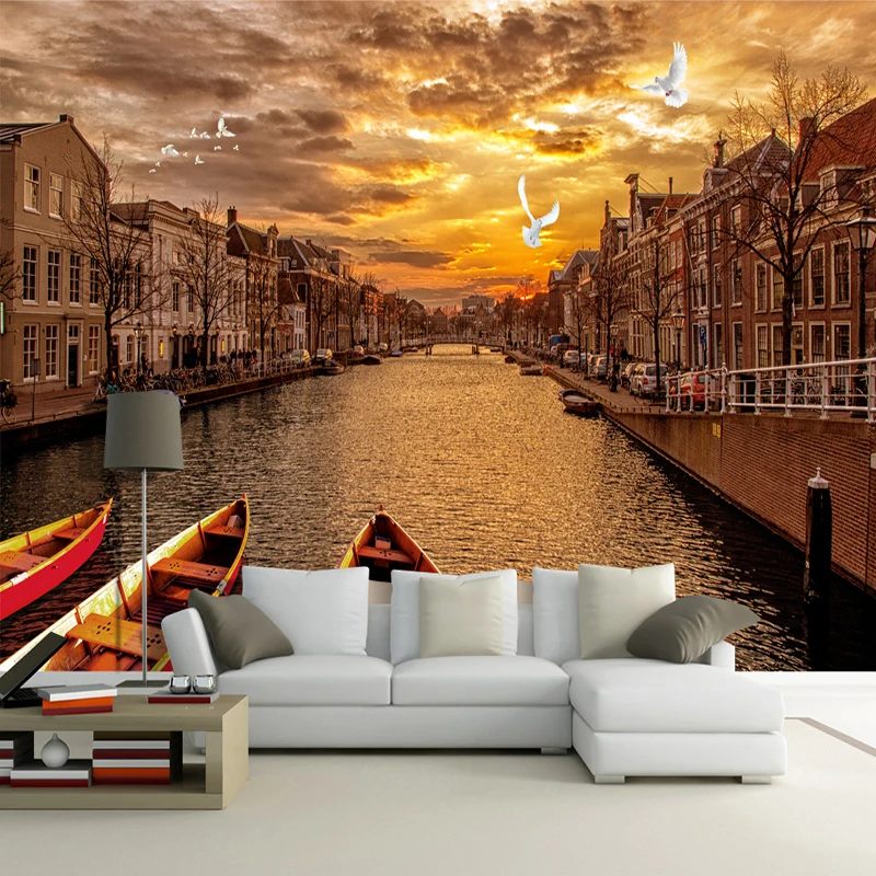 Télécharger gratuitement Images Personnalise 3d Papier Peint Mural Retro Europeenne Rue Paysage dernière par