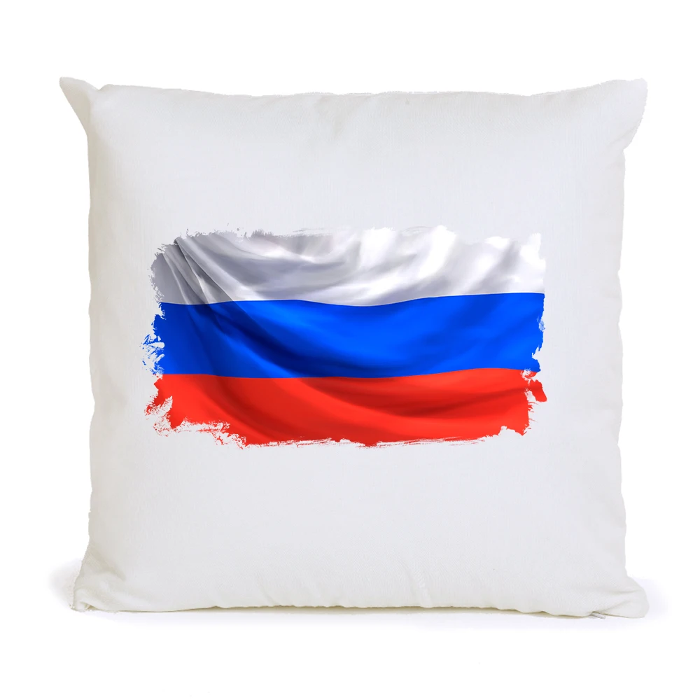 Russian Flag Patches Cushion Cover 40x40 Cm White Solid Color