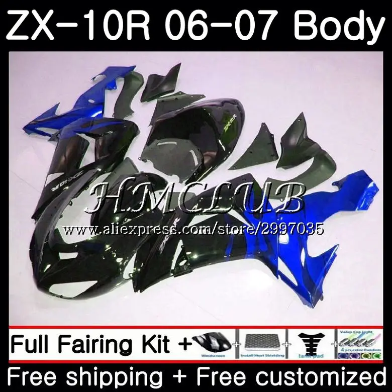 Кузов Синий Пламя для KAWASAKI NINJA ZX1000C ZX-10R 2006 2007 61HC. 2 ZX1000 C ZX 10 сотрудников отдела исследований ZX 10R 06 07 ZX10R 06 07 обтекатель