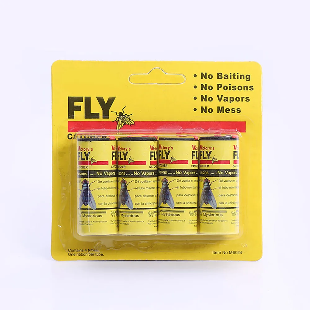 

4 Rolls Sticky Fly Paper Eliminate Flies Insect Bug Home Glue Paper Catcher Trap Fly Bug Mosquito Killer Buzz Fly Trap Device