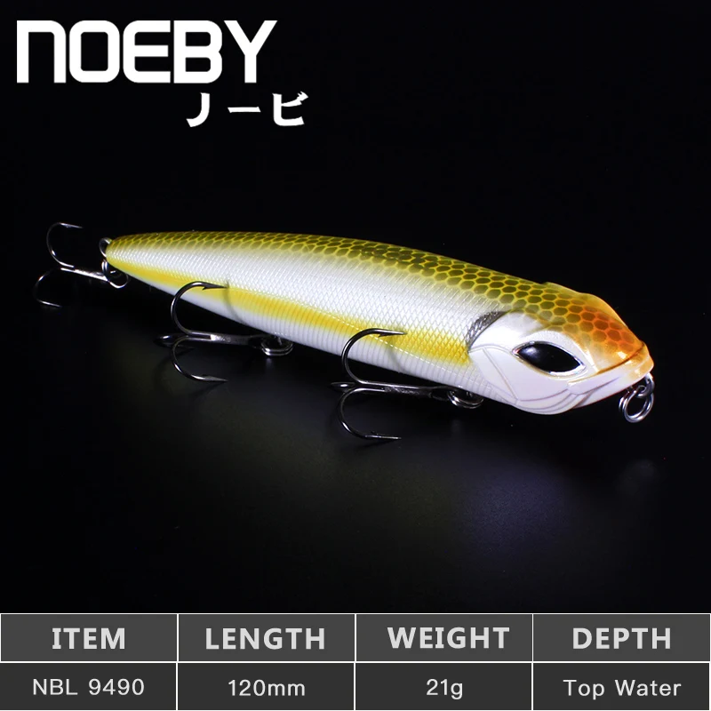 

NOEBY Topwater Pencil 120mm/21g Streamlined Body Fishing Lure Hard Bait With VMC/JP SUGIURA Treble Hooks Lures Strong Temptation