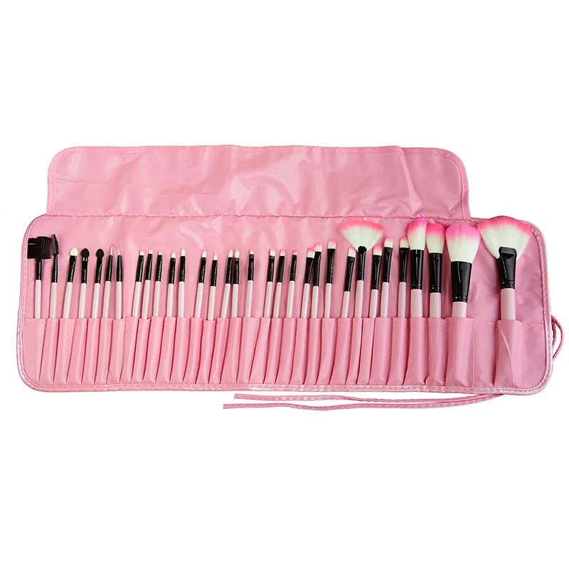 Профессиональный набор кистей для макияжа в сумочке, набор из 32 предметов, многофункциональная Косметическая Помада, тени для век, кисть для пудры, сумки TF - Handle Color: Розовый