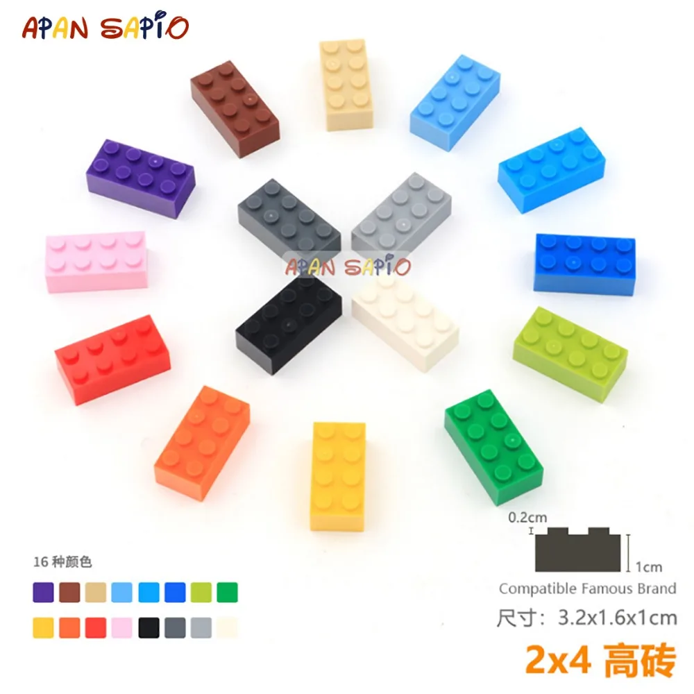 

DIY blocks mini building blocks brick toys 2X4 high 8pcs/lot Duplo educational blocks toys for Children Compatible legoeING