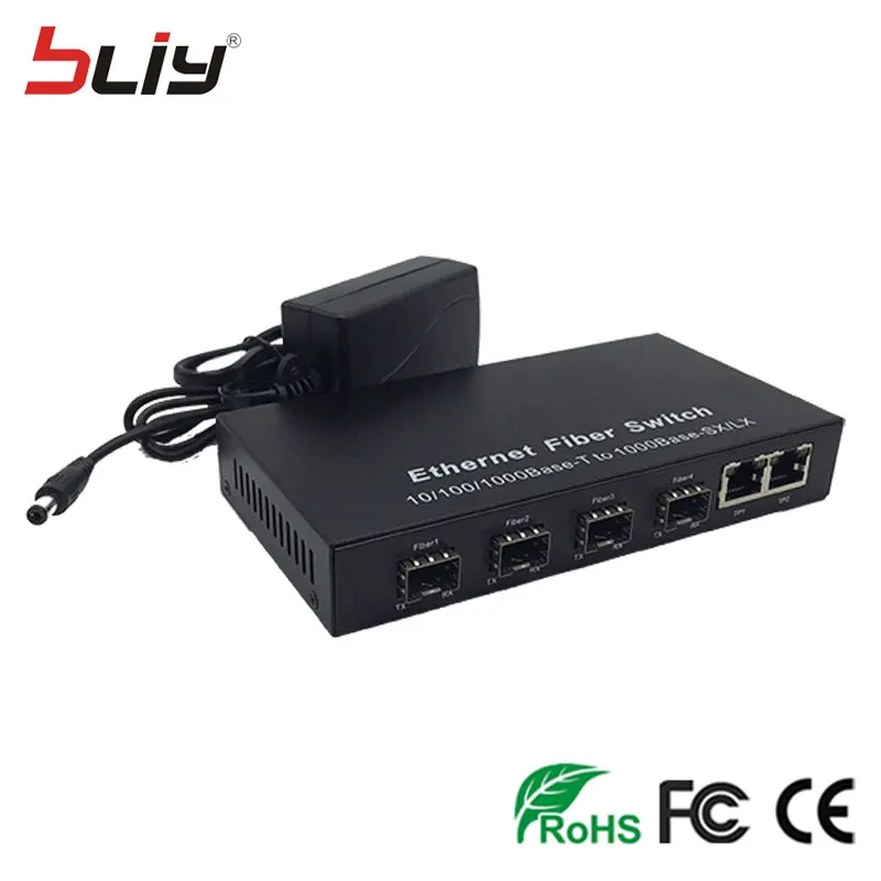 Горячие gigabit sfp волокна порт media converter 4 порта RJ45 3 4G3E ethernet волоконно оптических
