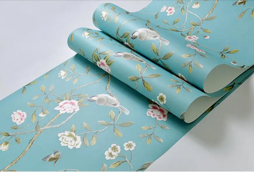 Papel de Parede Sala de Estar Beibehang Vintage American Pastoral Tecido Não Tecido Floral Quarto Sofá Compacto 27 Beibehang Vintage American pastoral tecido não tecido