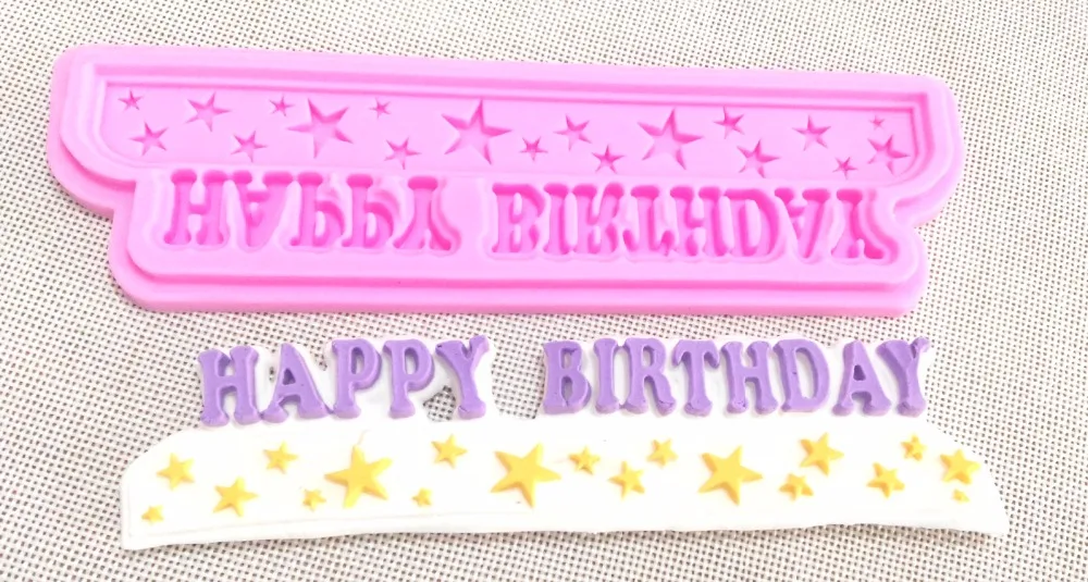 

1332 Happy Birthday Silicone Fondant Mold Lace Mold Sugar Craft Mold Cake Decoration Mold Kitchenware DIY Tool