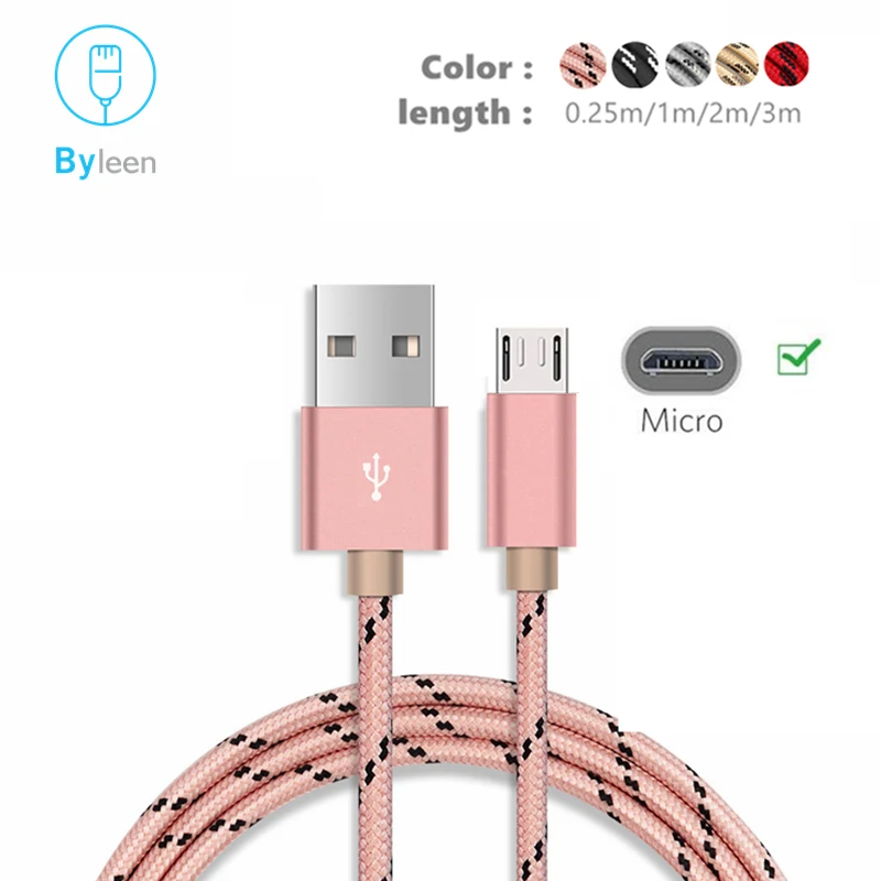 3 м 2 м длинный Android V8 5Pin Micro USB быстрая зарядка USB кабель для samsung Galaxy J3, J5, J7 года для samsung S6 S5 S6Edge S7 Edge - Цвет: Розовый