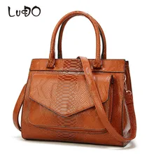 LUCDO женские кожаные сумки с мешочком женские сумки через плечо sac женская сумка Люкс cuir Змеиный багажник Tote bolsos