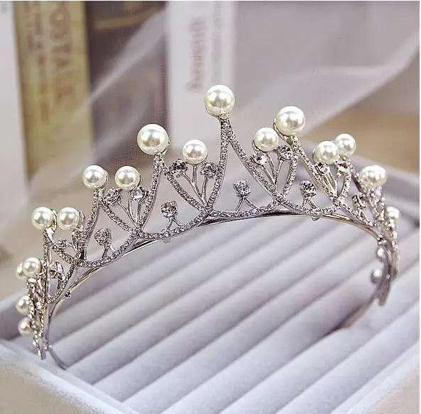 Большие винтажные серебряные свадебные диадемы повязка в виде короны хрустальные стразы свадебные аксессуары для волос жемчужная свадебная корона - Окраска металла: style7